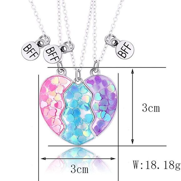 2-3Pcs Cute Half Broken Heart Koala Panda Engraved BFF Pendant Necklace - Picture 5 of 5